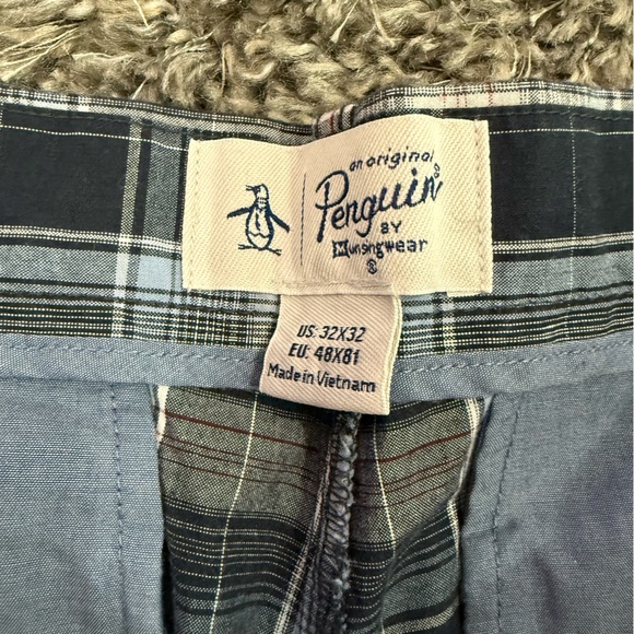 Original Penguin Men's Plaid Chinos in Multi Blue, Size 32X32 - Picture 3 of 5
